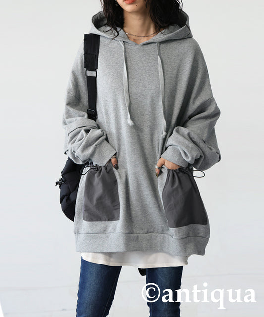 Hoody with nylon pocket Ladies