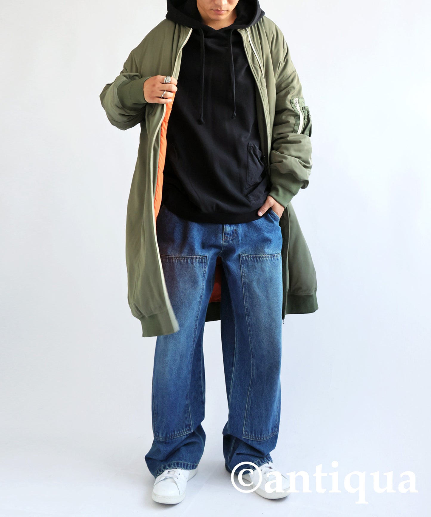 Hoody with nylon pocket Men's