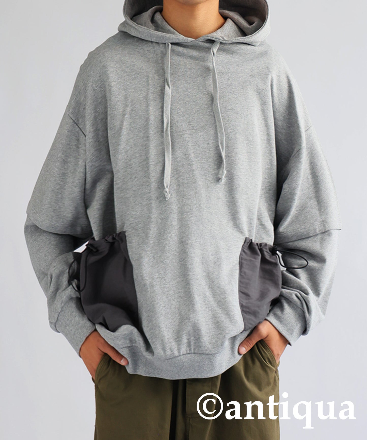 Hoody with nylon pocket Men's