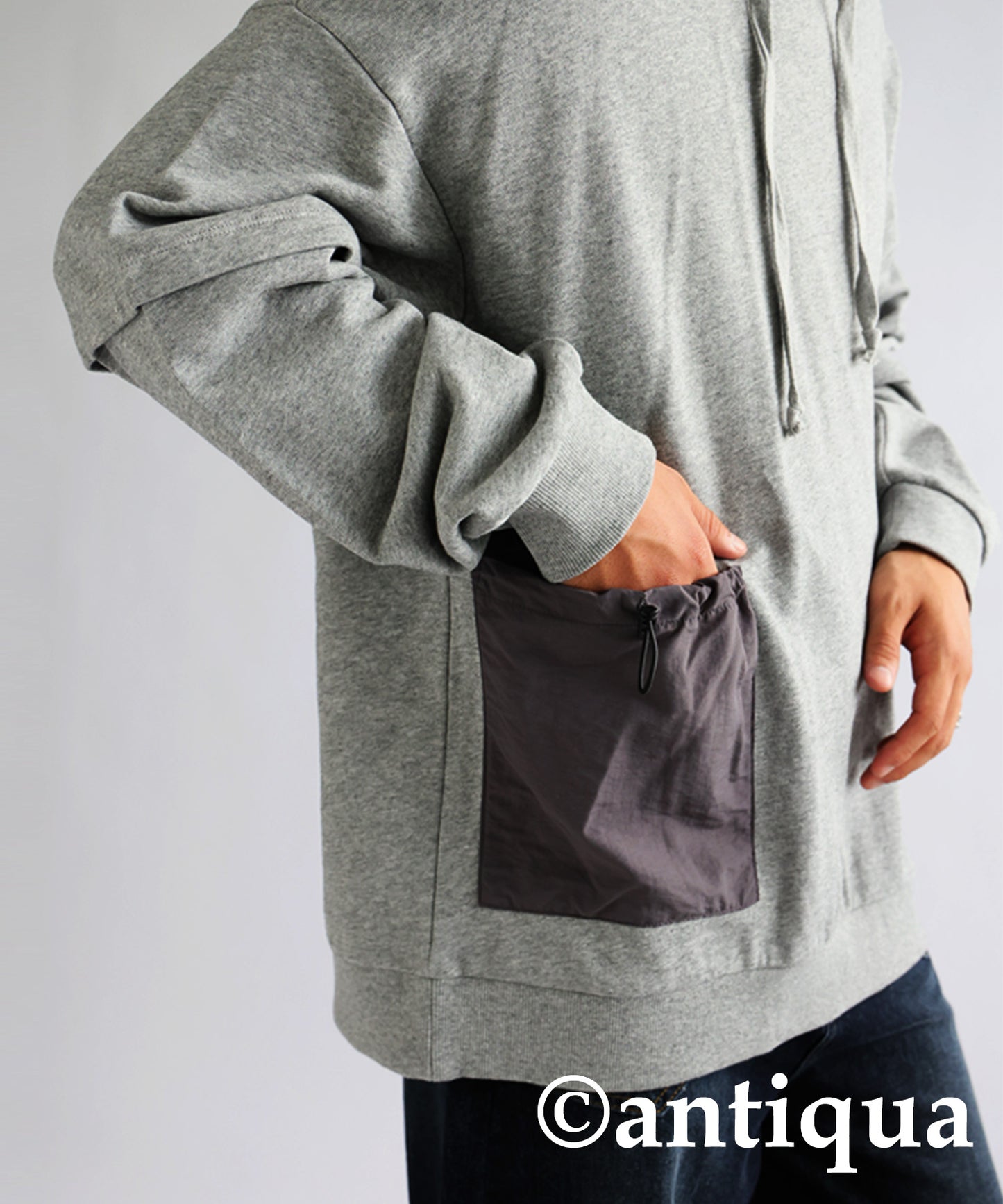 Hoody with nylon pocket Men's