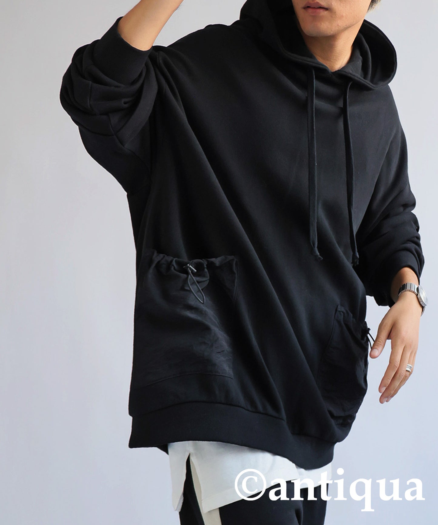 Hoody with nylon pocket Men's