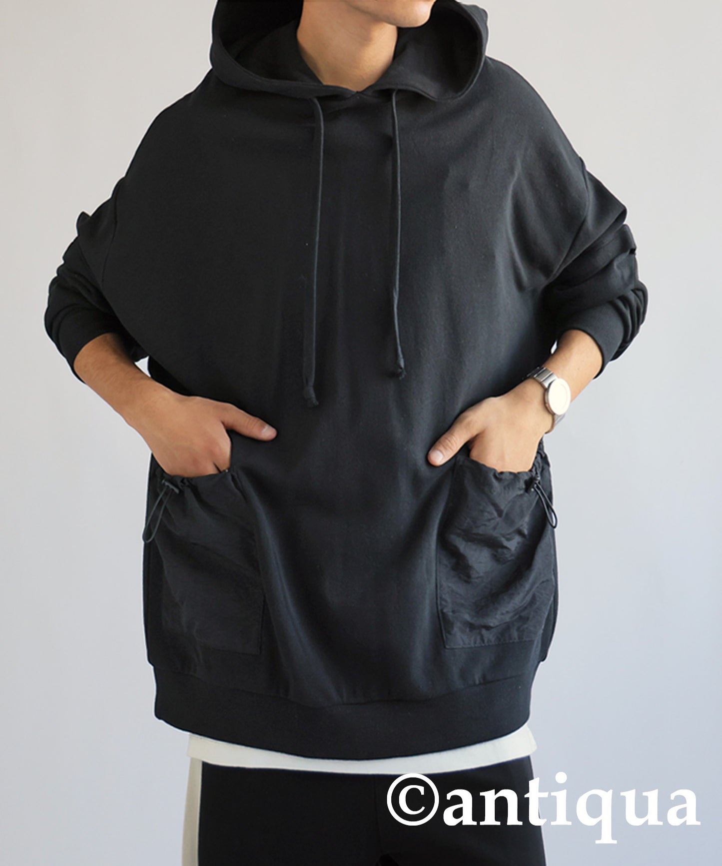 Hoody with nylon pocket Men's