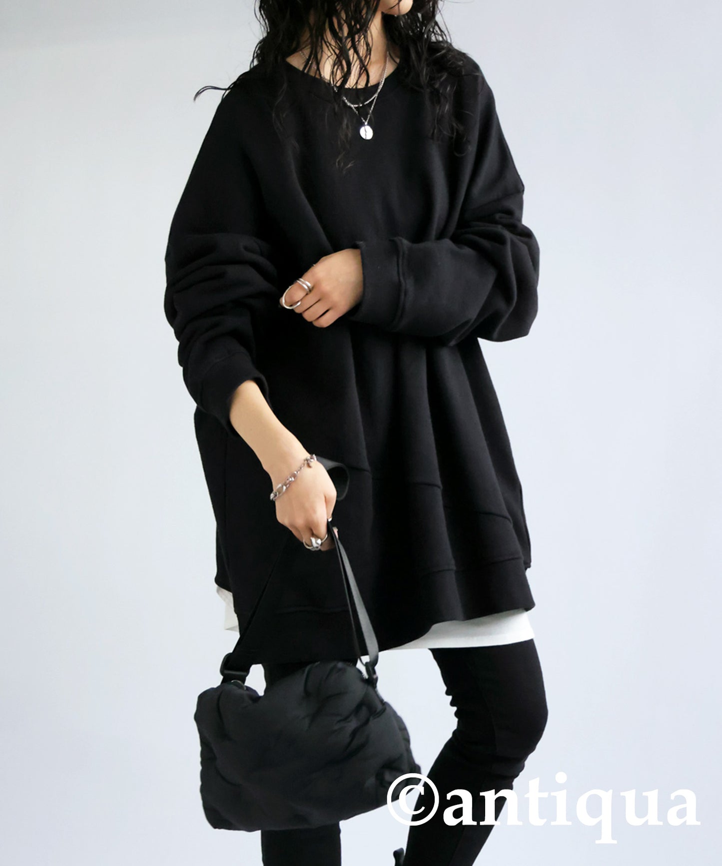 Asymmetric pile fabric pullover Ladies