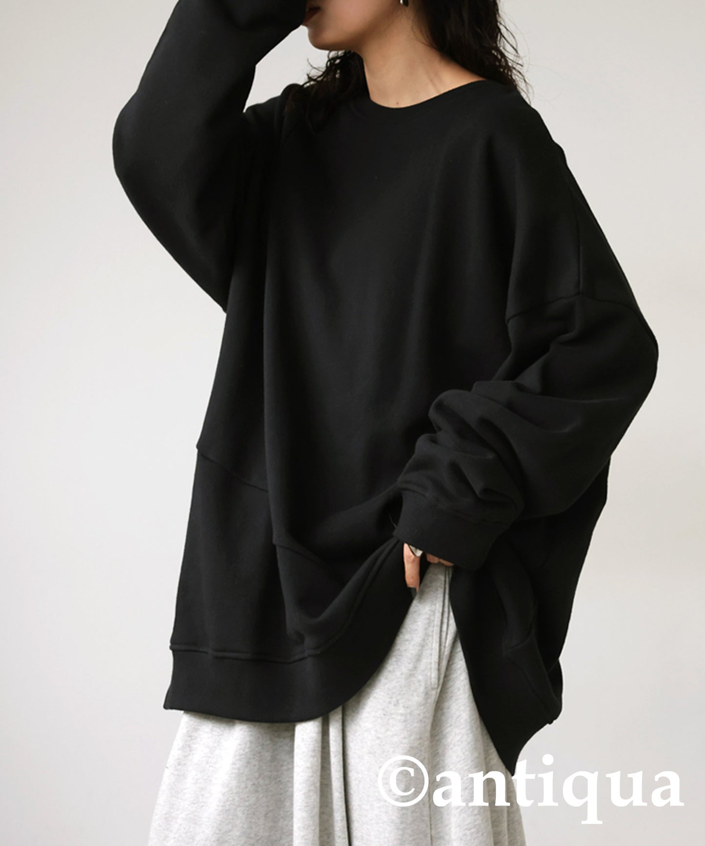 Asymmetric pile fabric pullover Ladies