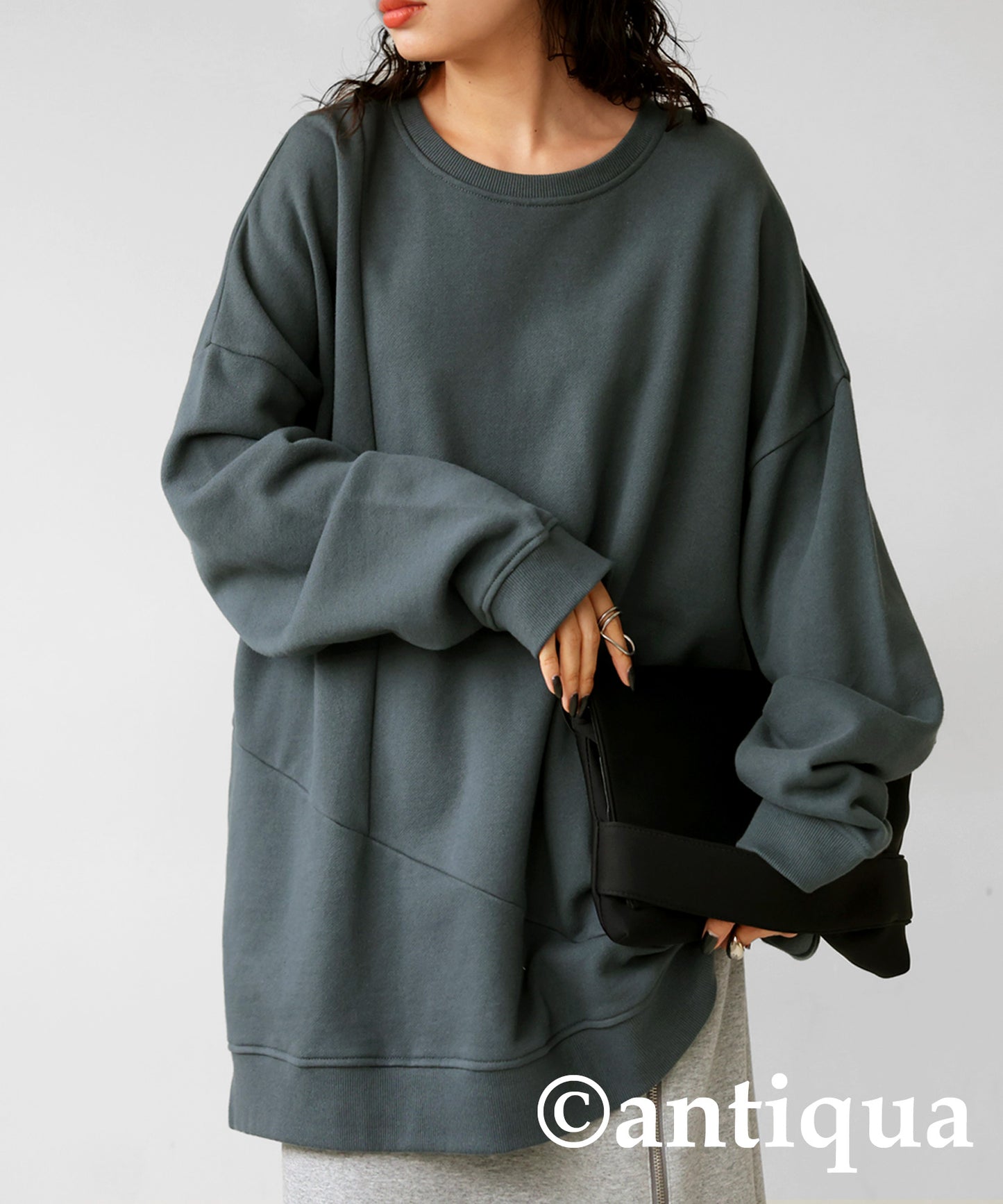 Asymmetric pile fabric pullover Ladies