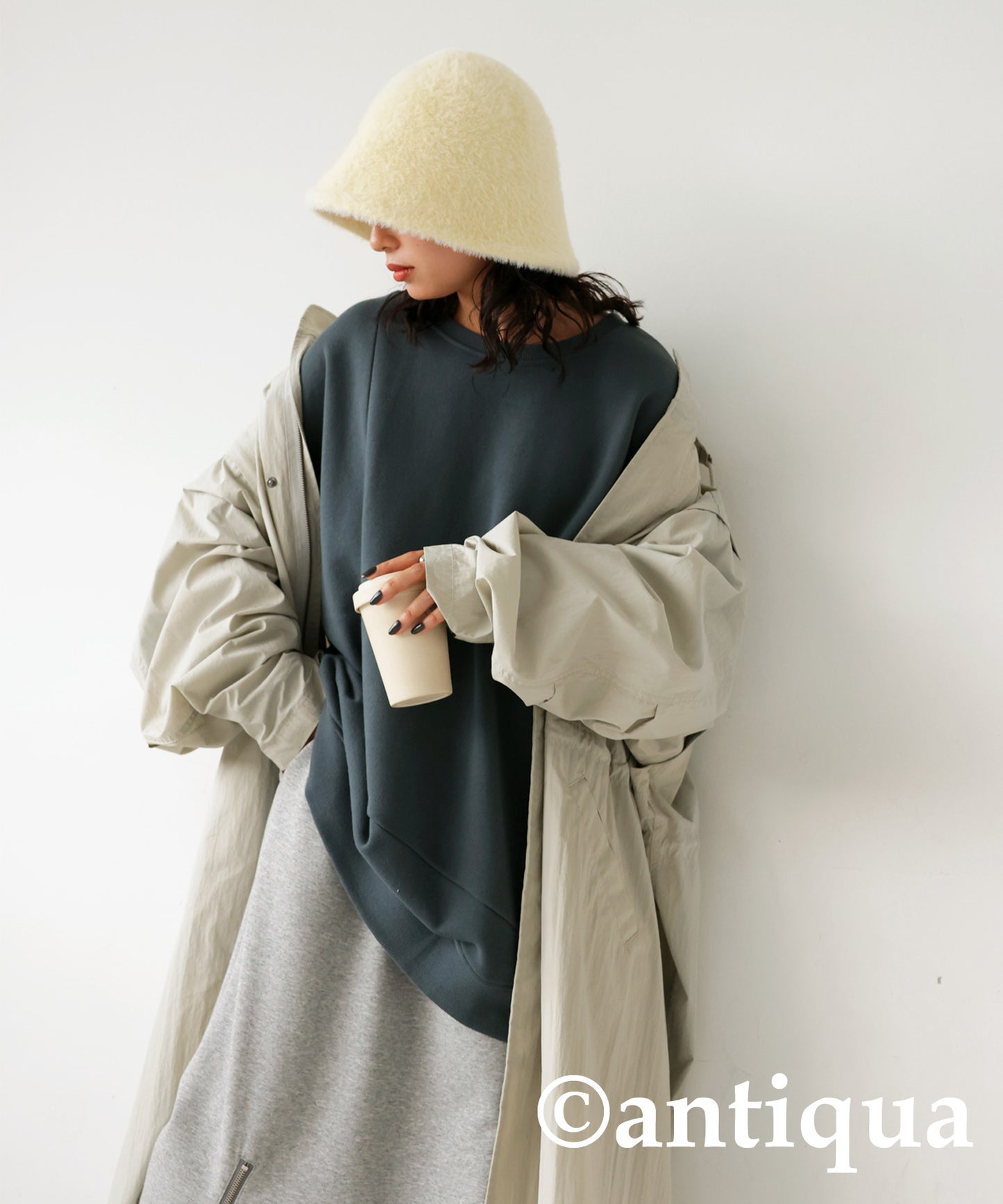 Asymmetric pile fabric pullover Ladies