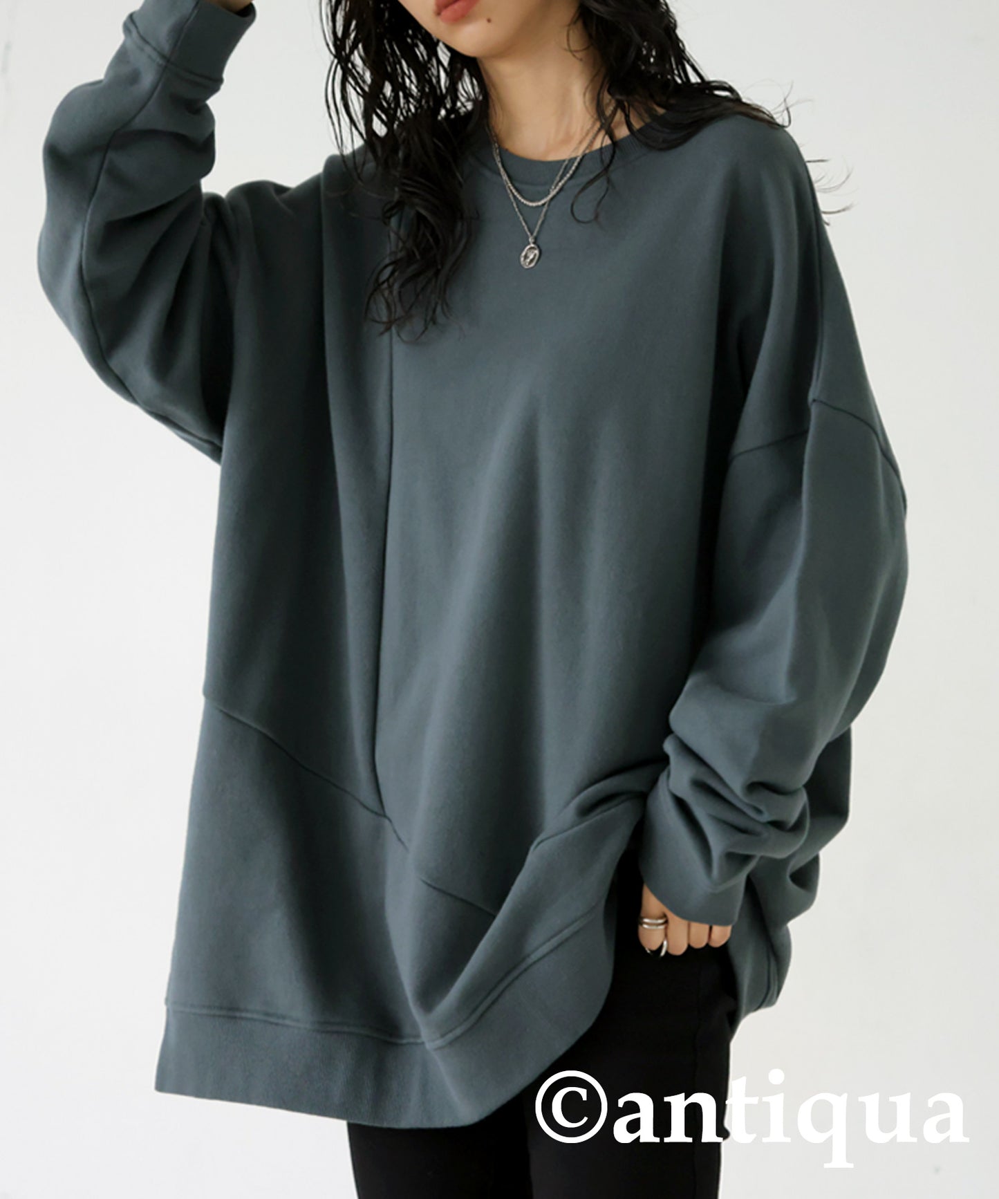 Asymmetric pile fabric pullover Ladies