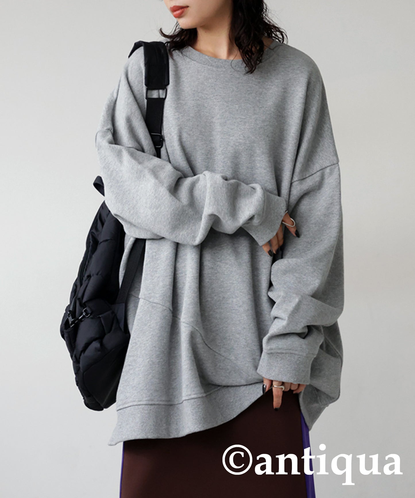 Asymmetric pile fabric pullover Ladies