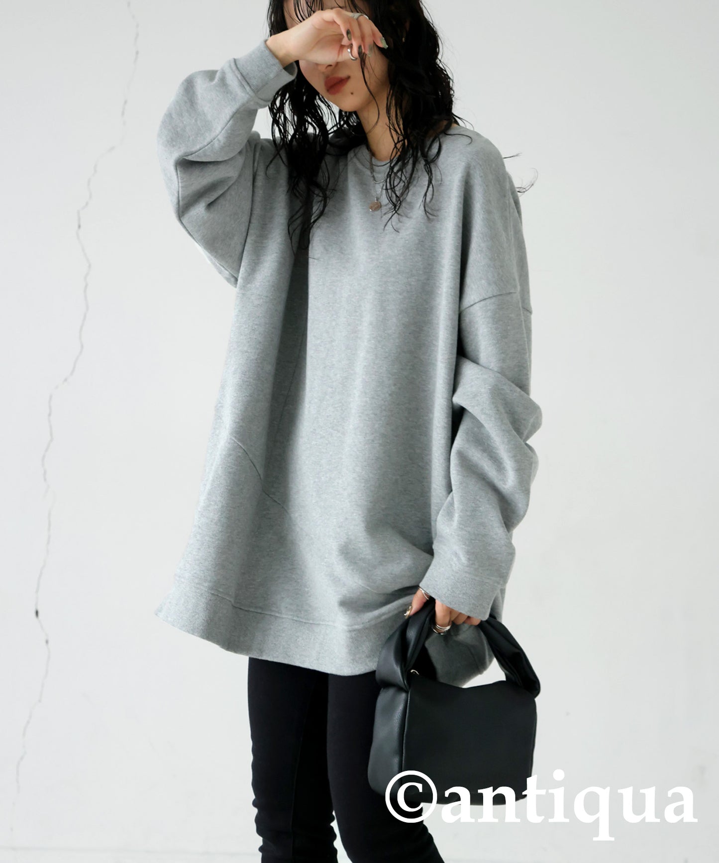 Asymmetric pile fabric pullover Ladies