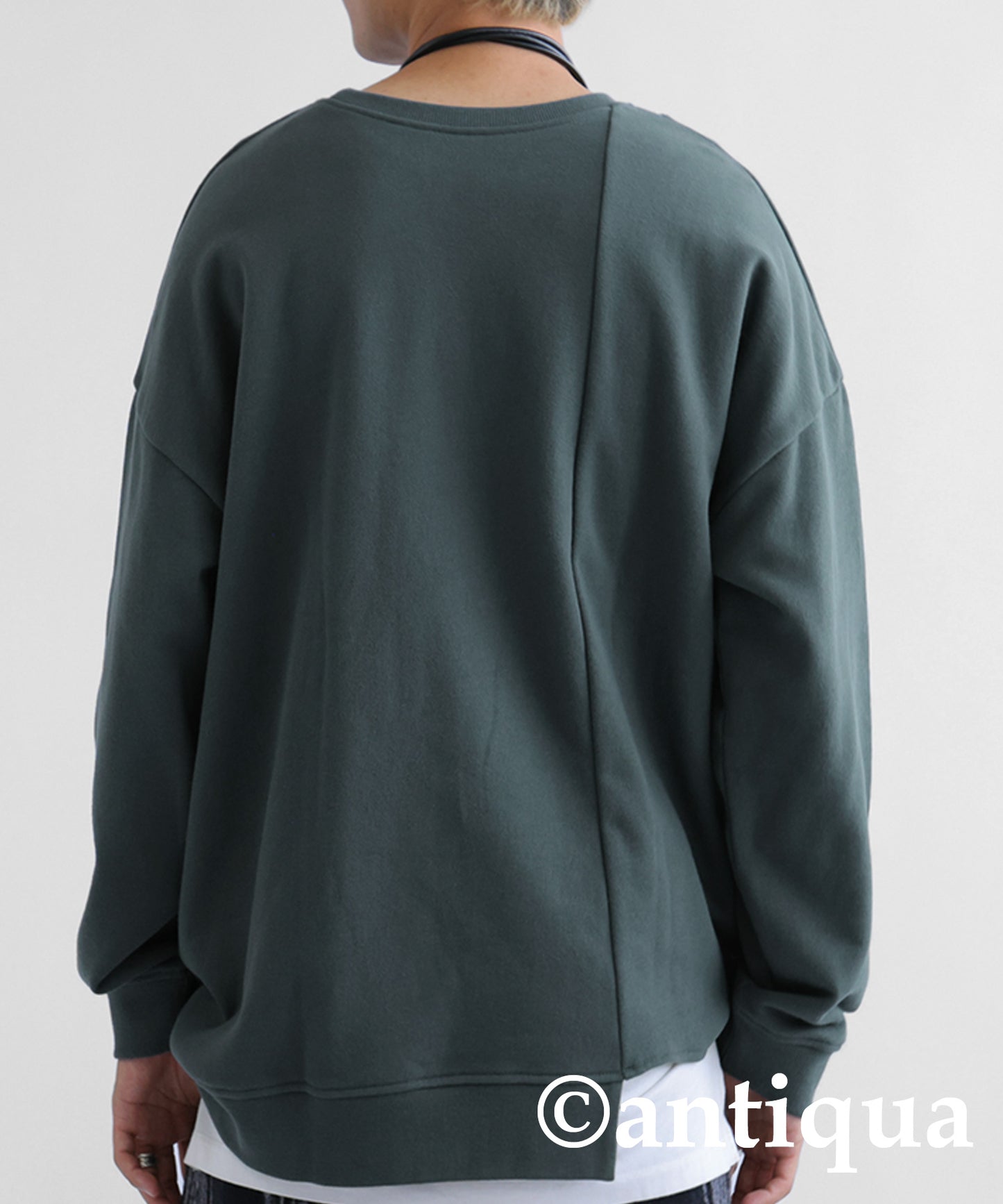 Asymmetric pile fabric pullover Men's