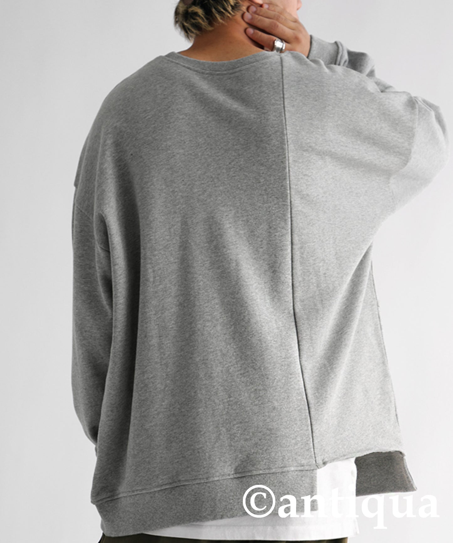 Asymmetric pile fabric pullover Men's