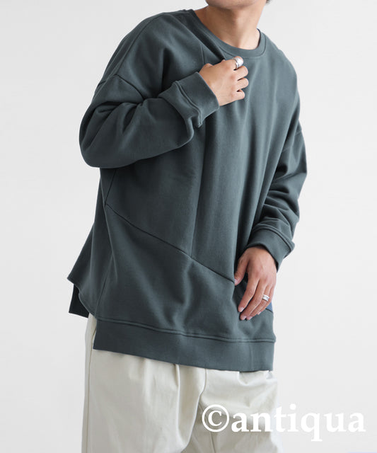 Asymmetric pile fabric pullover Men's