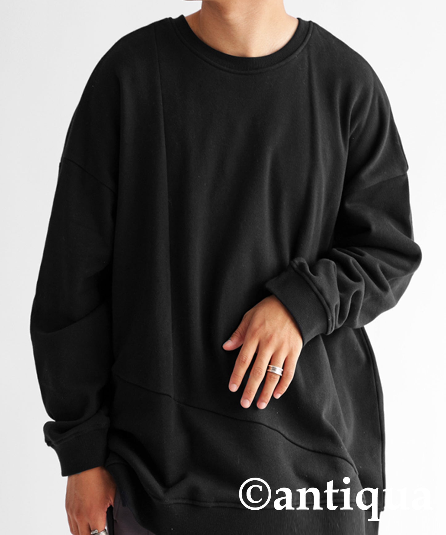 Asymmetric pile fabric pullover Men's