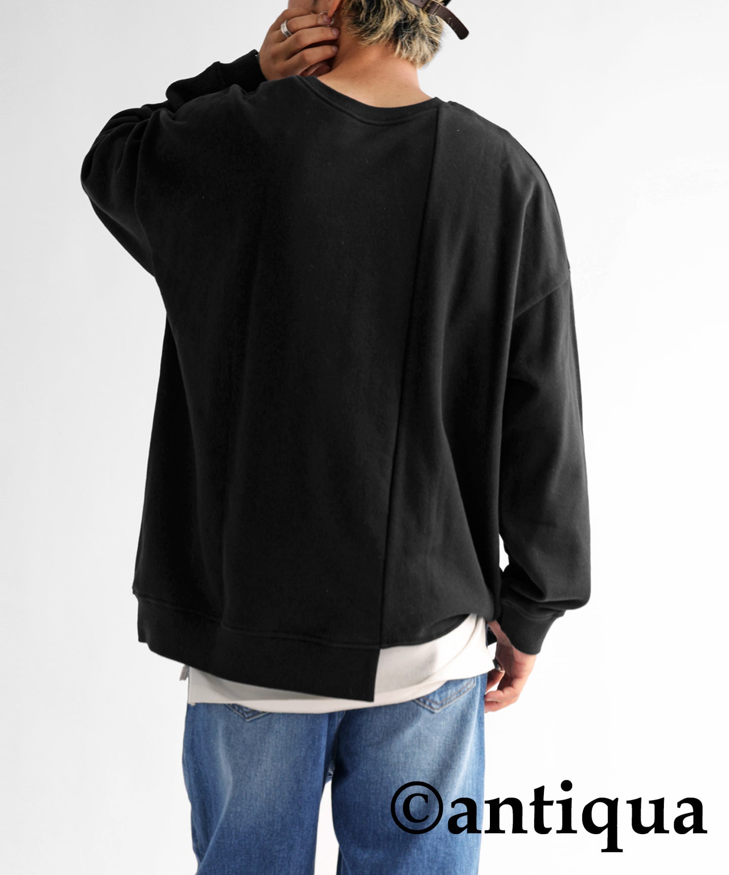 Asymmetric pile fabric pullover Men's