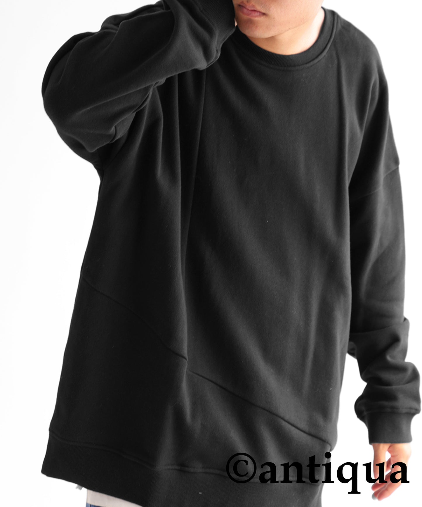 Asymmetric pile fabric pullover Men's