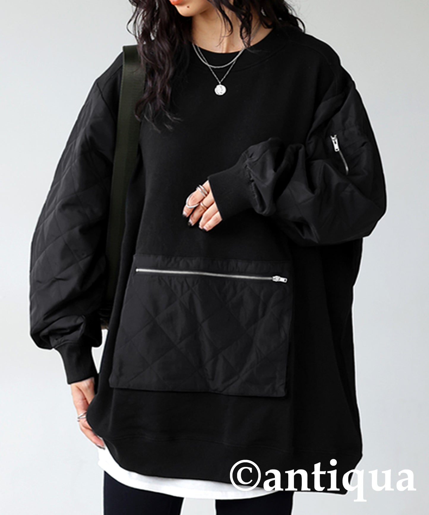 Different material pocket pullover Ladies