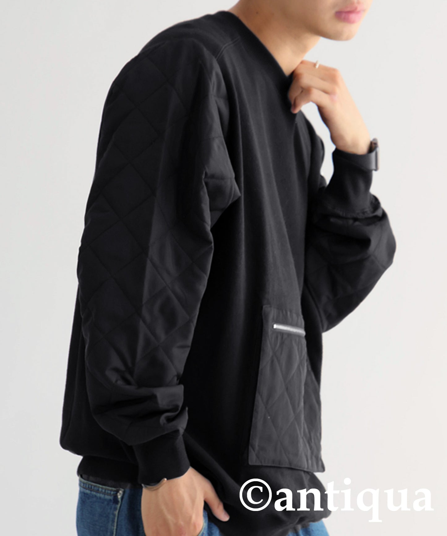 Different material pocket pull over Men's