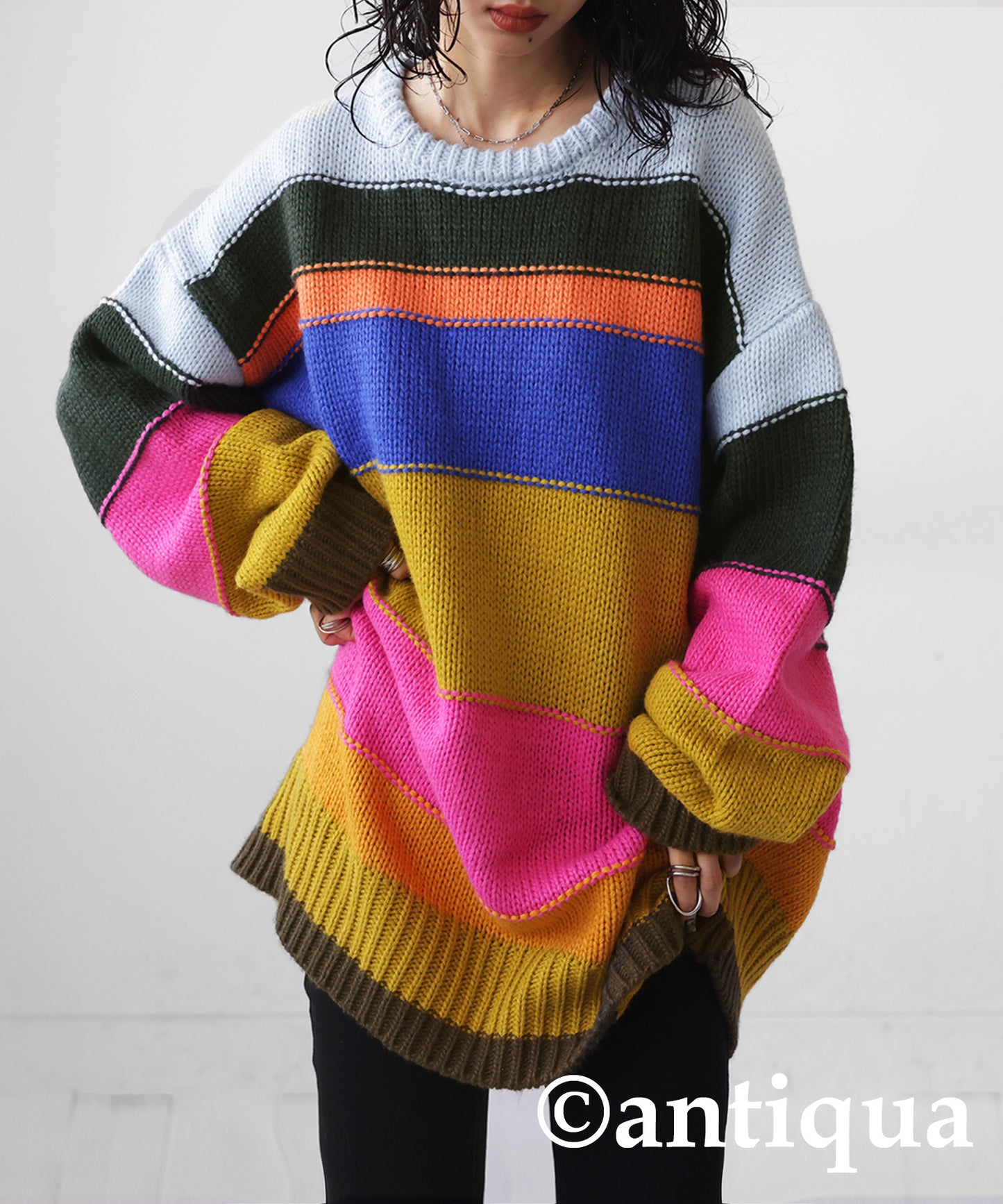 Colorful multi-border Knit Ladies