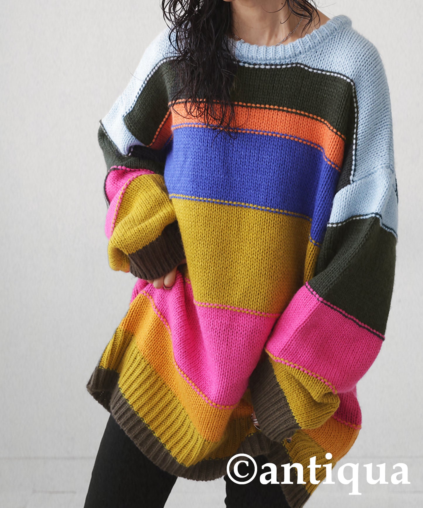 Colorful multi-border Knit Ladies