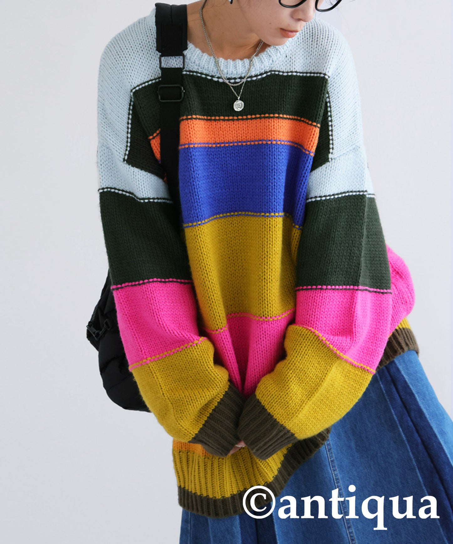 Colorful multi-border Knit Ladies