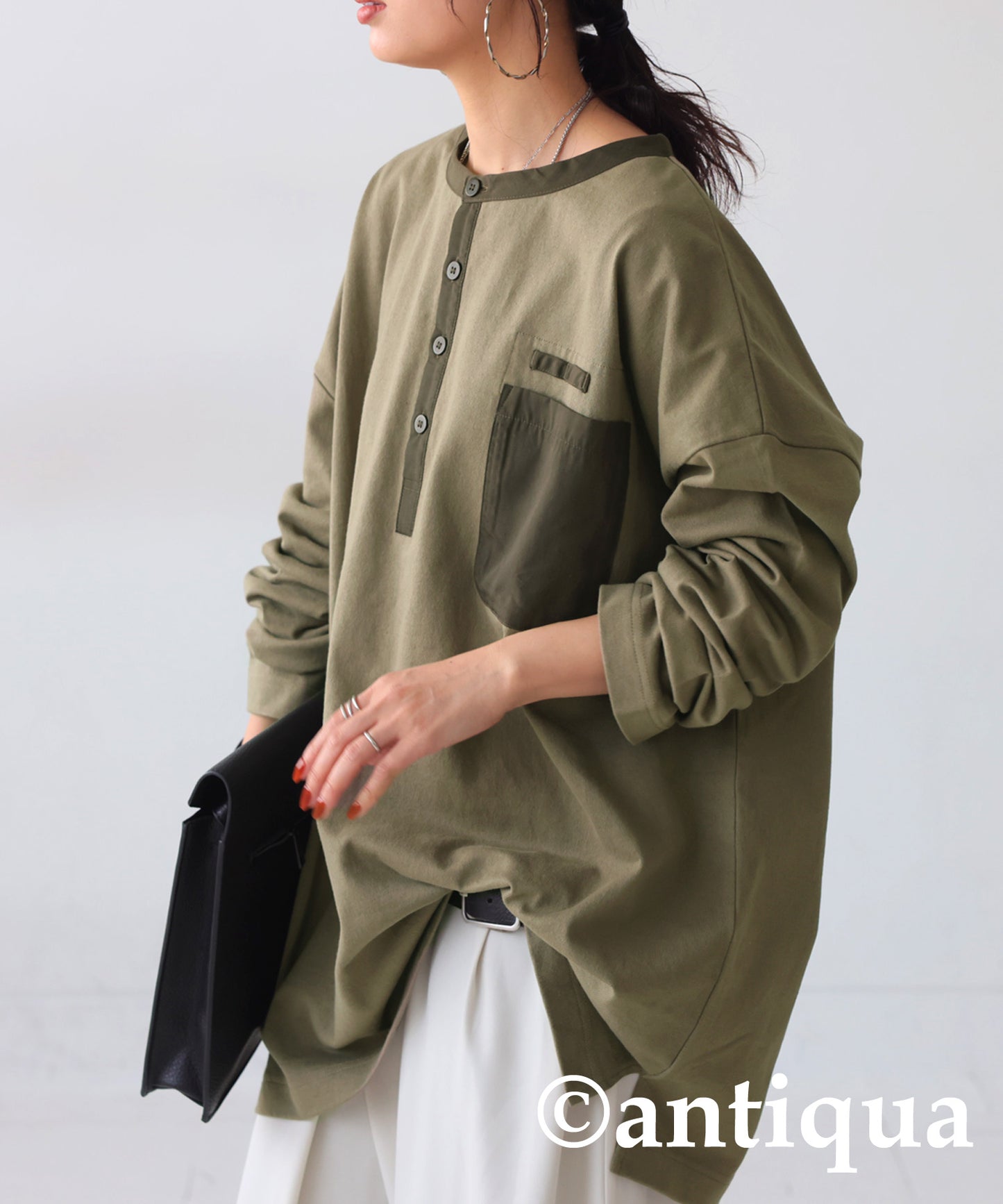 Henry Neck Long T-Shirt Ladies