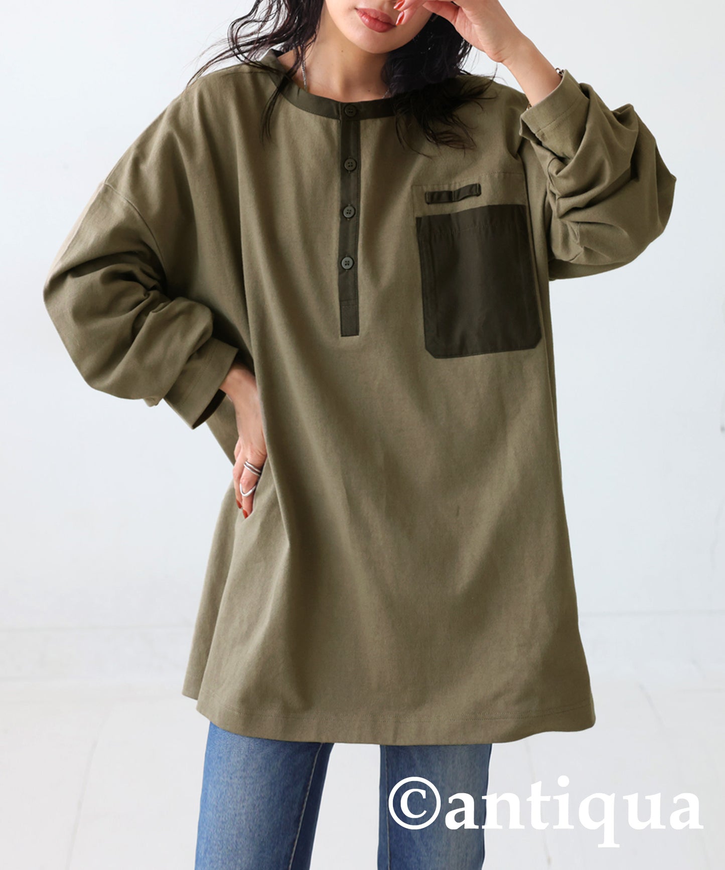 Henry Neck Long T-Shirt Ladies