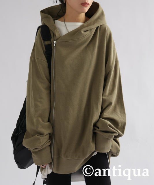 Asymmetric Zip Hoodie Ladies