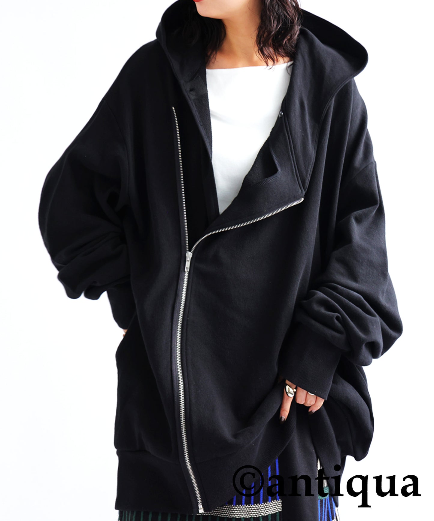 Asymmetric Zip Hoodie Ladies