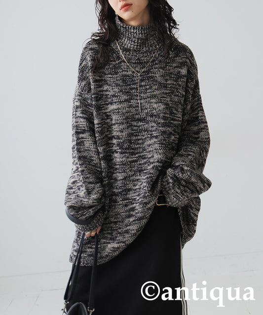 Mixed High Neck Knit Ladies