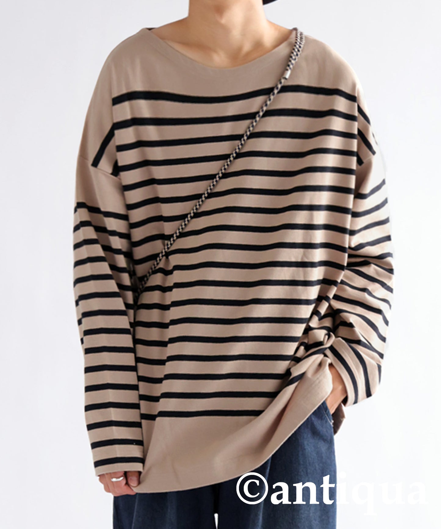 Basque fabric Border long T-shirt Men's