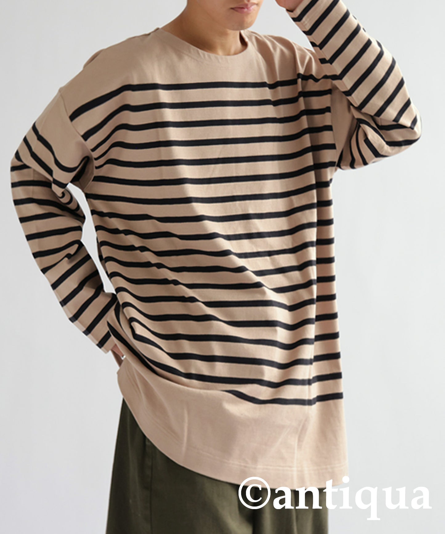 Basque fabric Border long T-shirt Men's