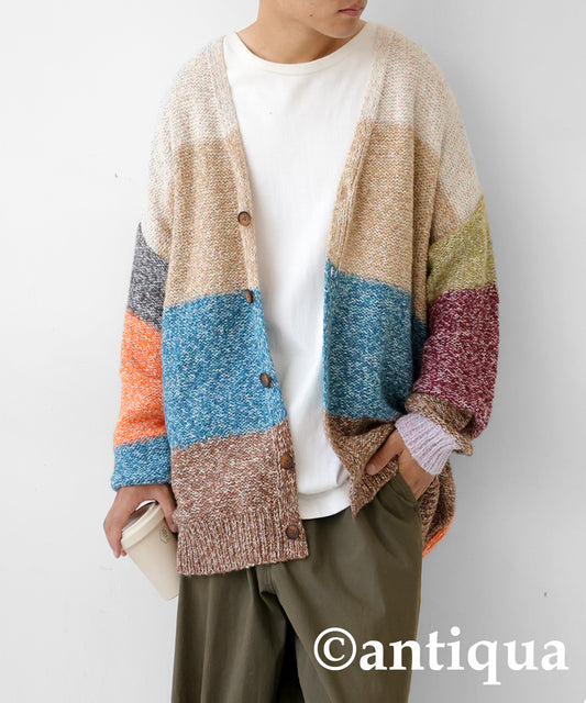 Mixed yarn Knit Cardigan Men's