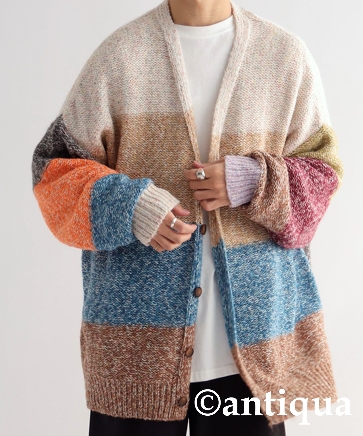 Mixed yarn Knit Cardigan Men's