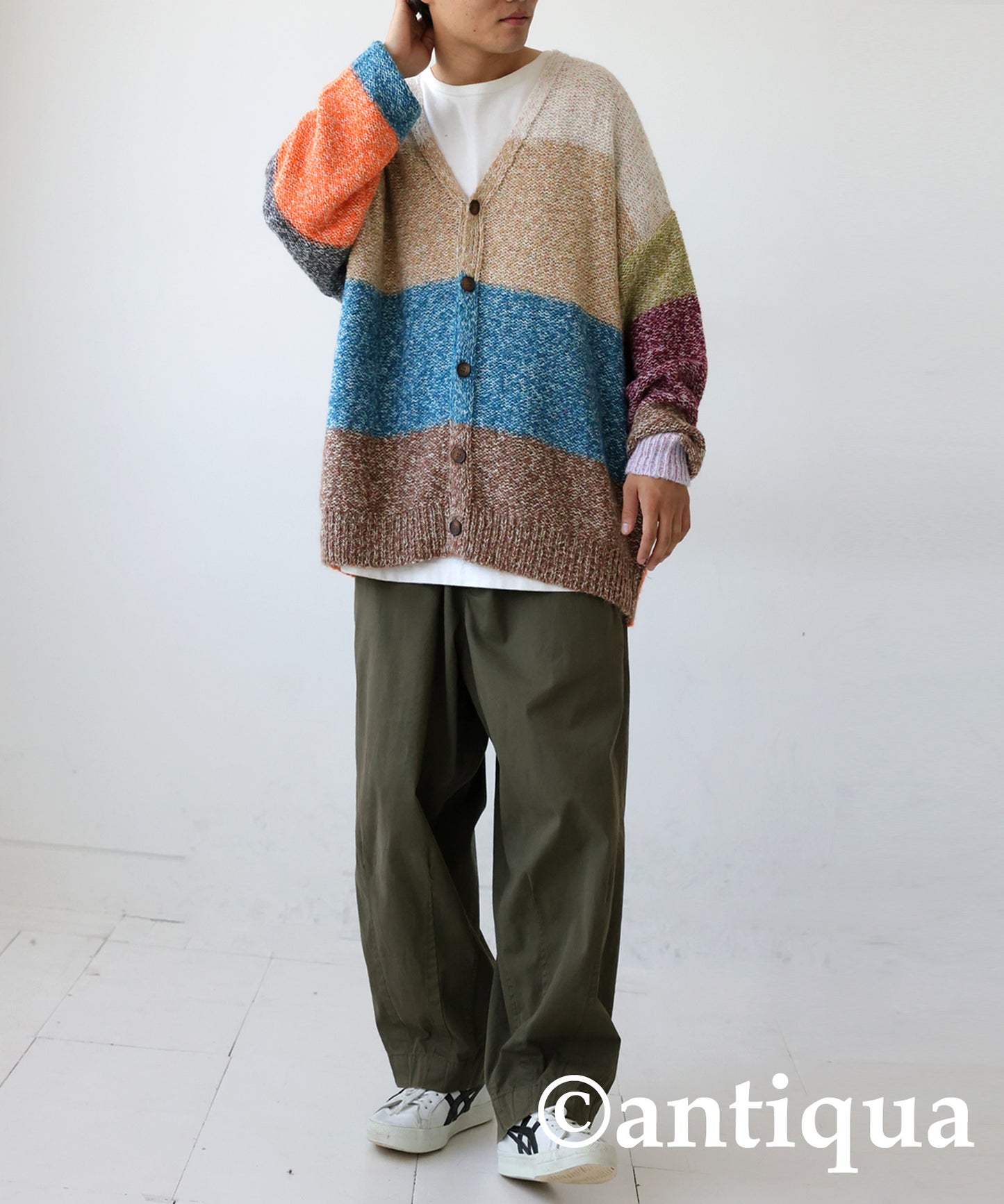 Mixed yarn Knit Cardigan Men's