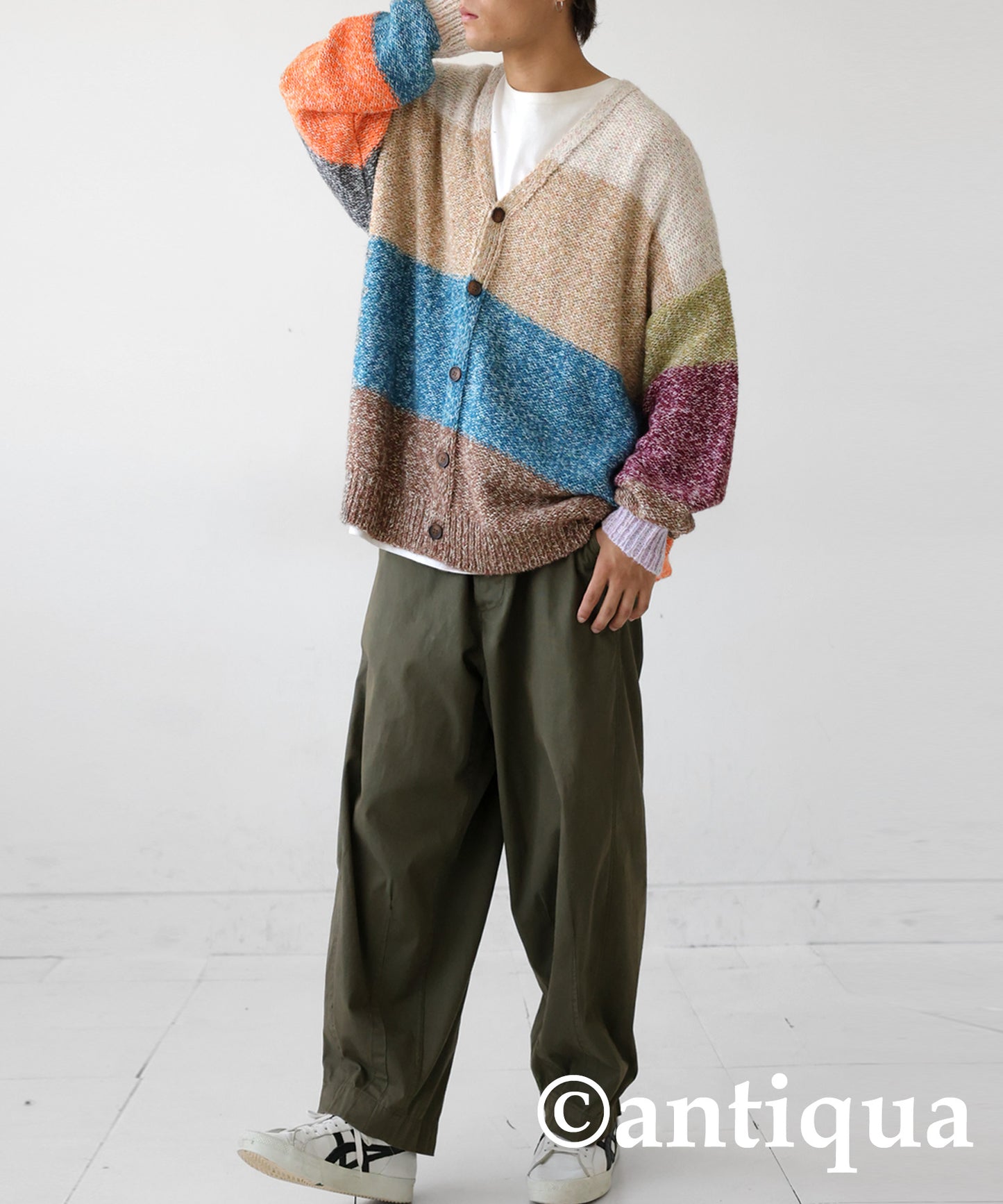 Mixed yarn Knit Cardigan Men's