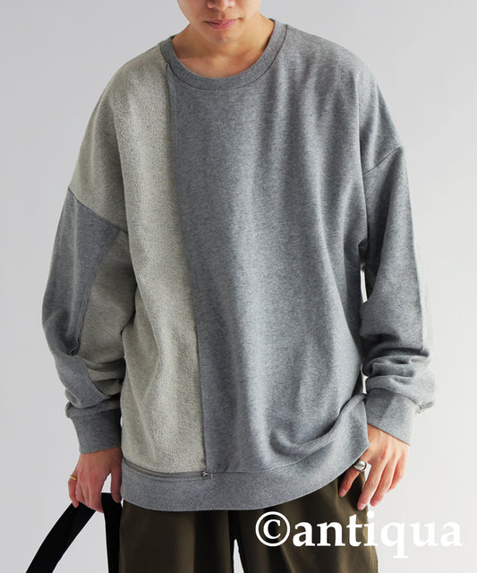 Pile Fabric Switching Pullover Men's