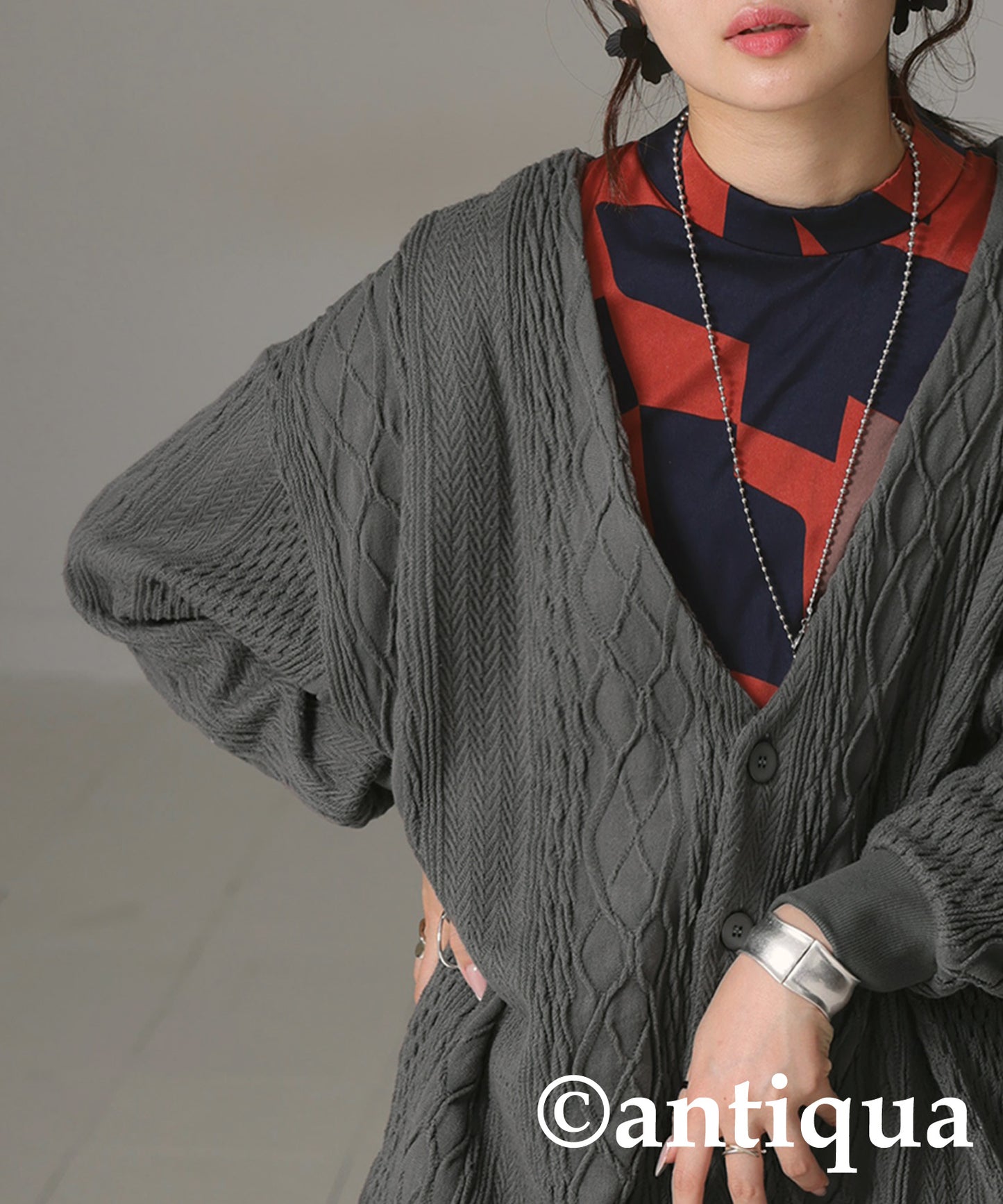 Cable Jacquard Cardigan Ladies