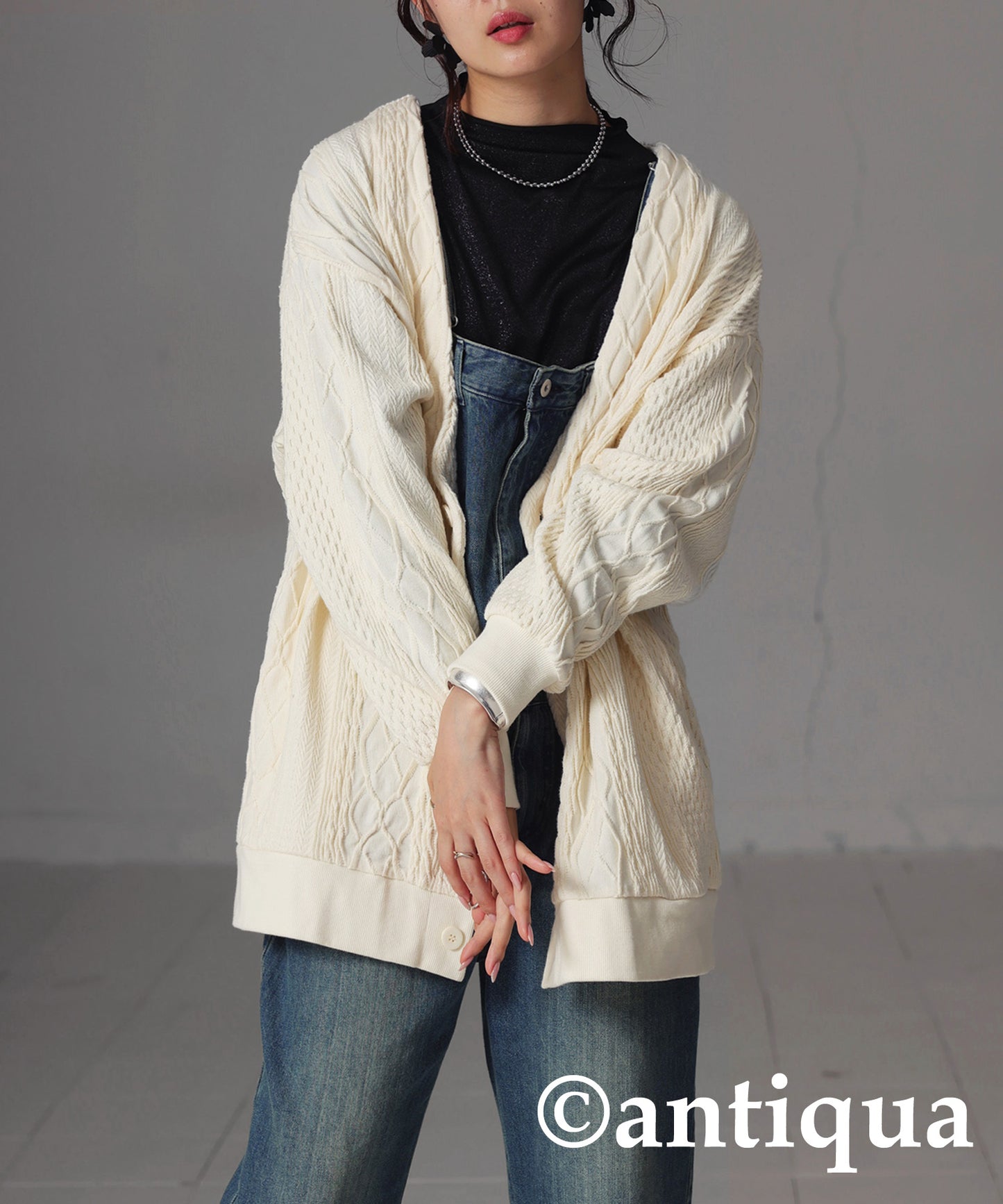 Cable Jacquard Cardigan Ladies