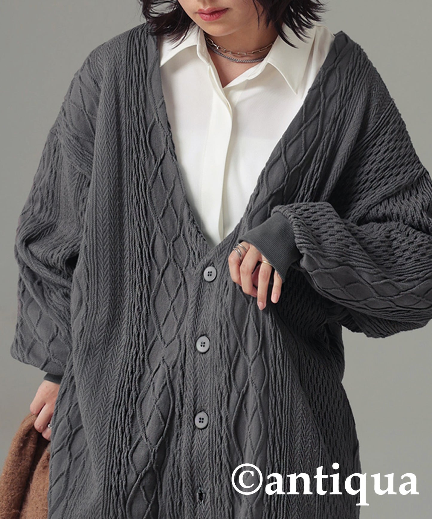 Cable Jacquard Cardigan Ladies