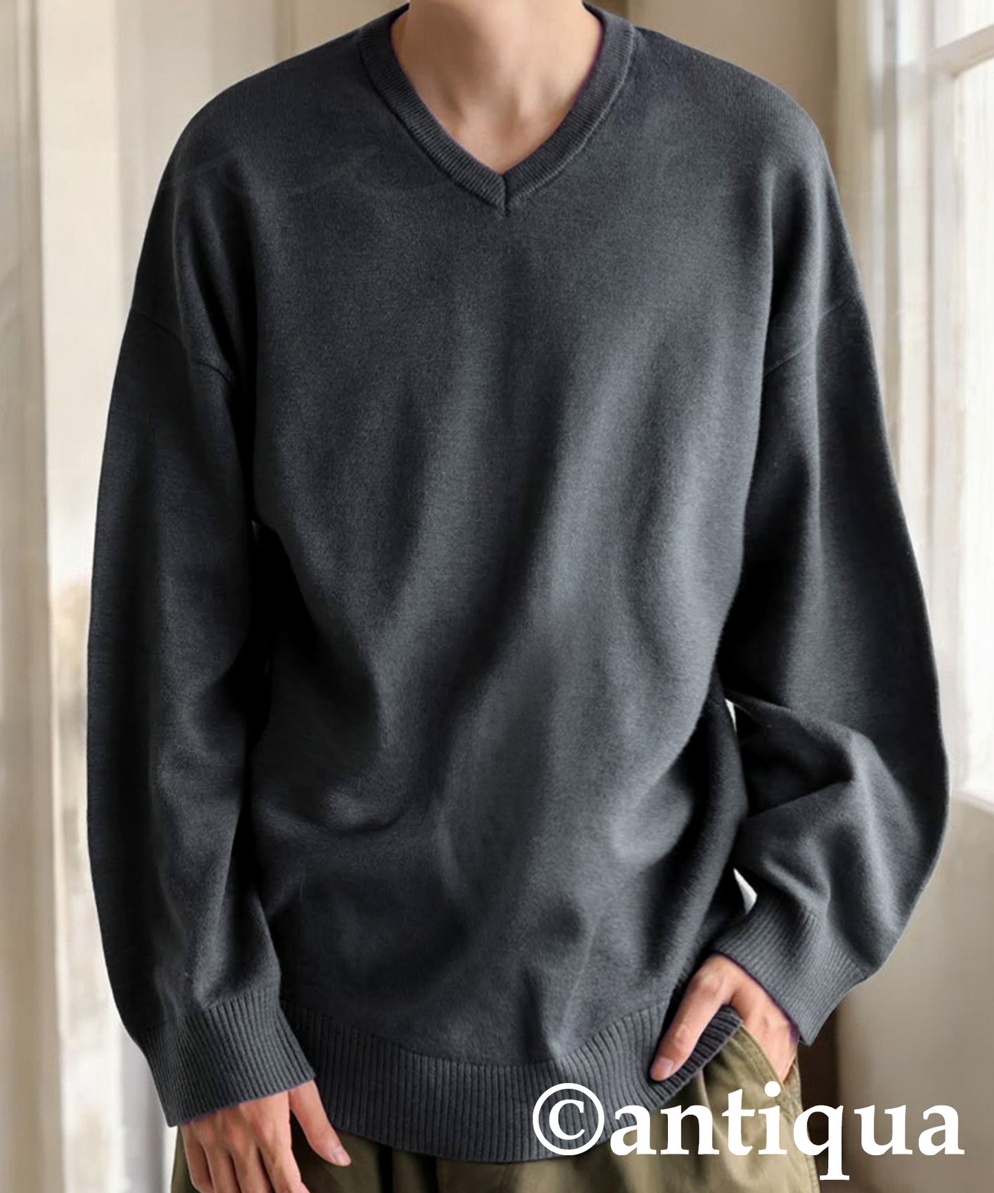 V-Neck Long Sleeve Knit Men's