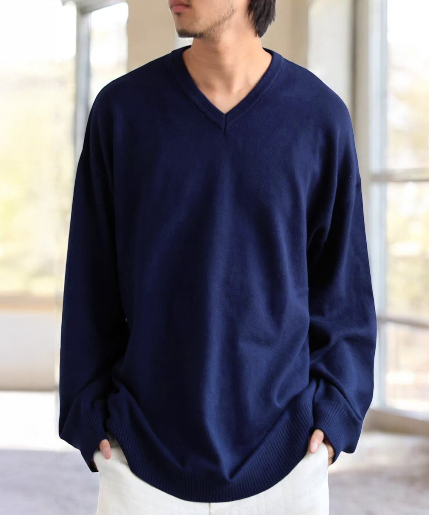 V-Neck Long Sleeve Knit Men's