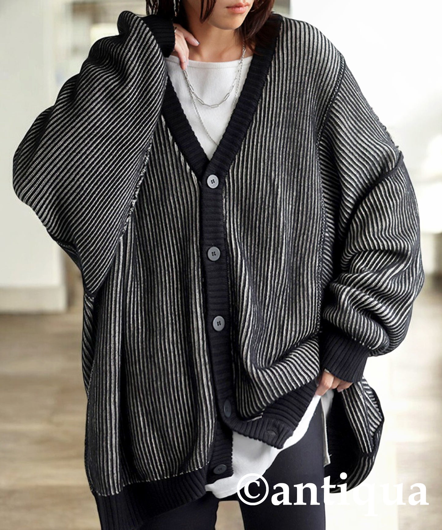 Striped Knit Cardigan Ladies