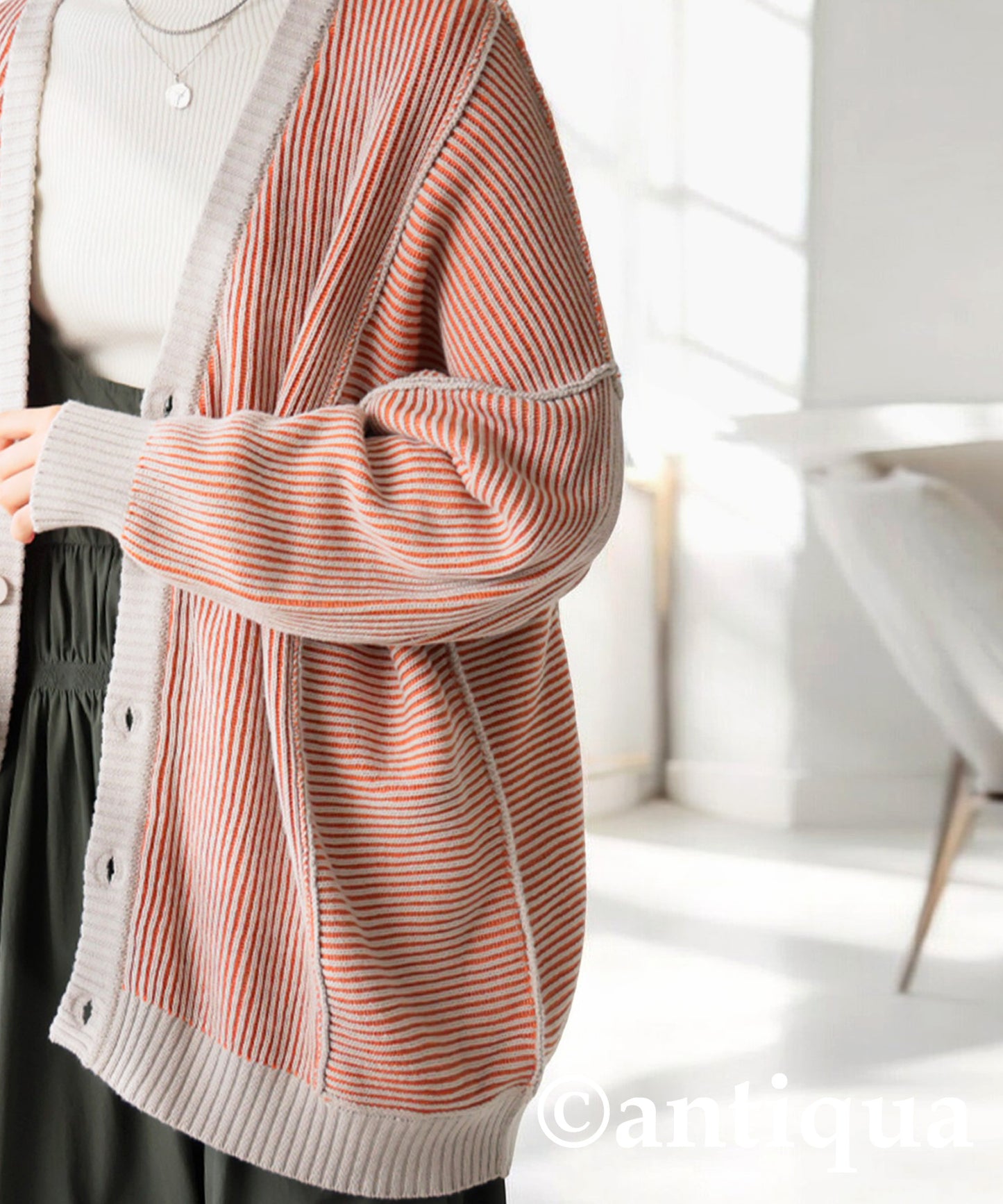 Striped Knit Cardigan Ladies