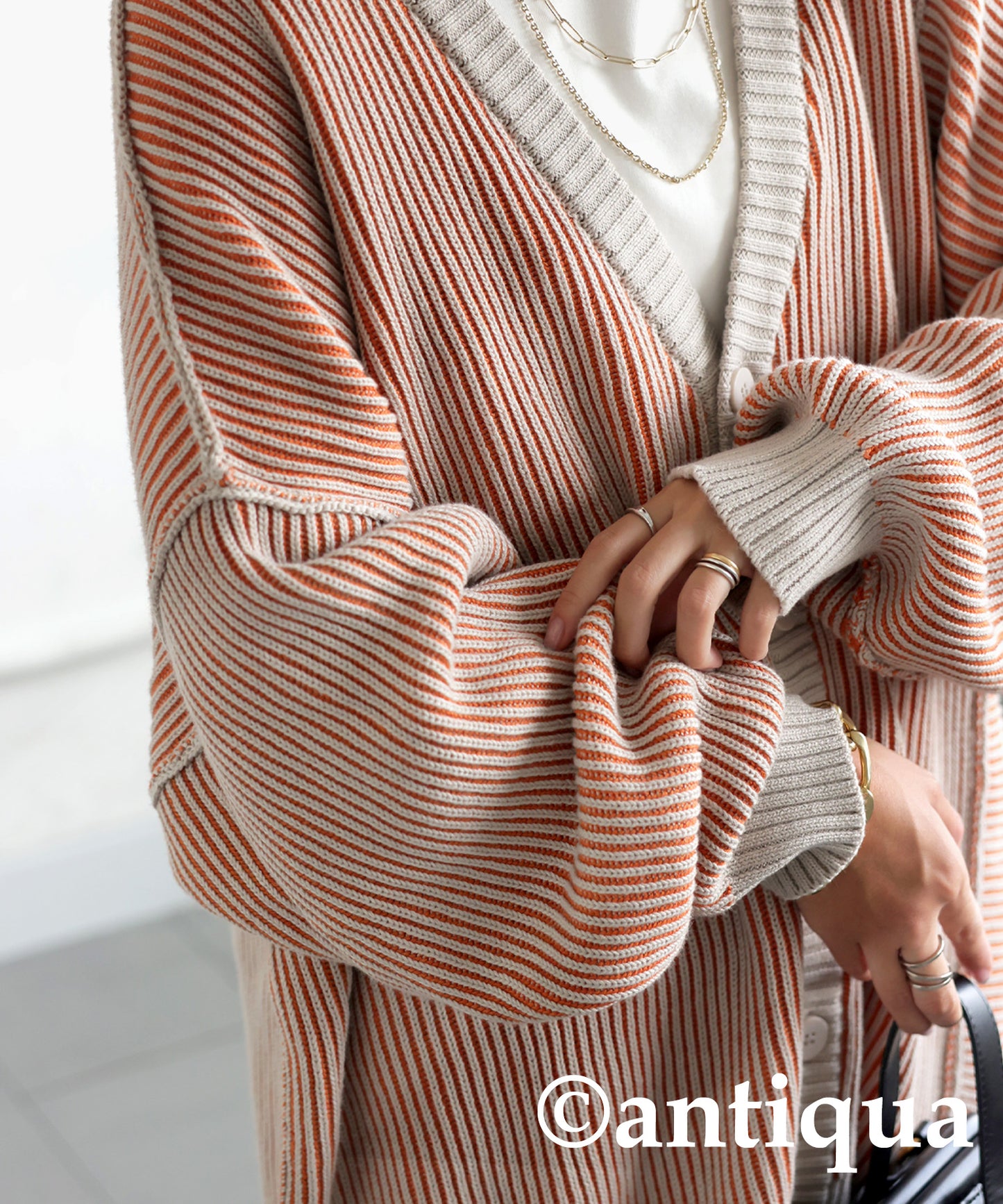 Striped Knit Cardigan Ladies