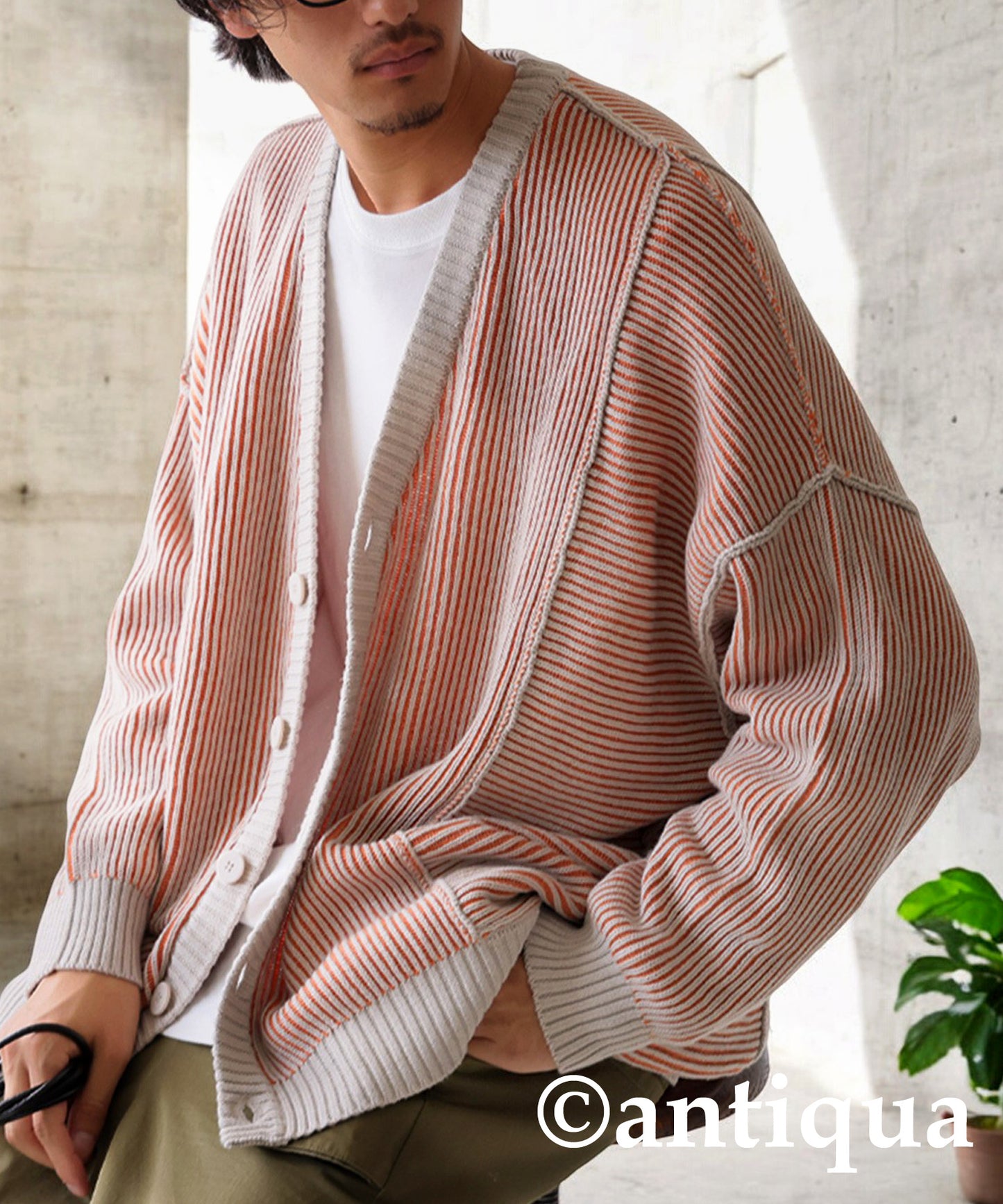 Striped Knit Cardigan Men's