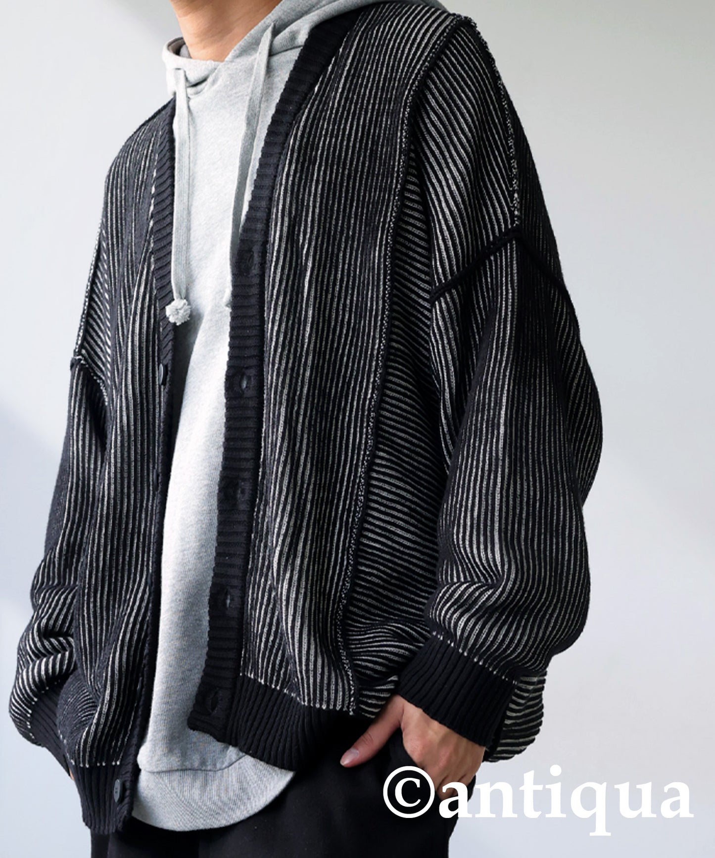 Striped Knit Cardigan Men's