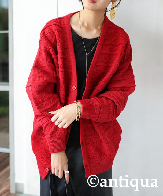 3D Jacquard Knit Cardigan Ladies