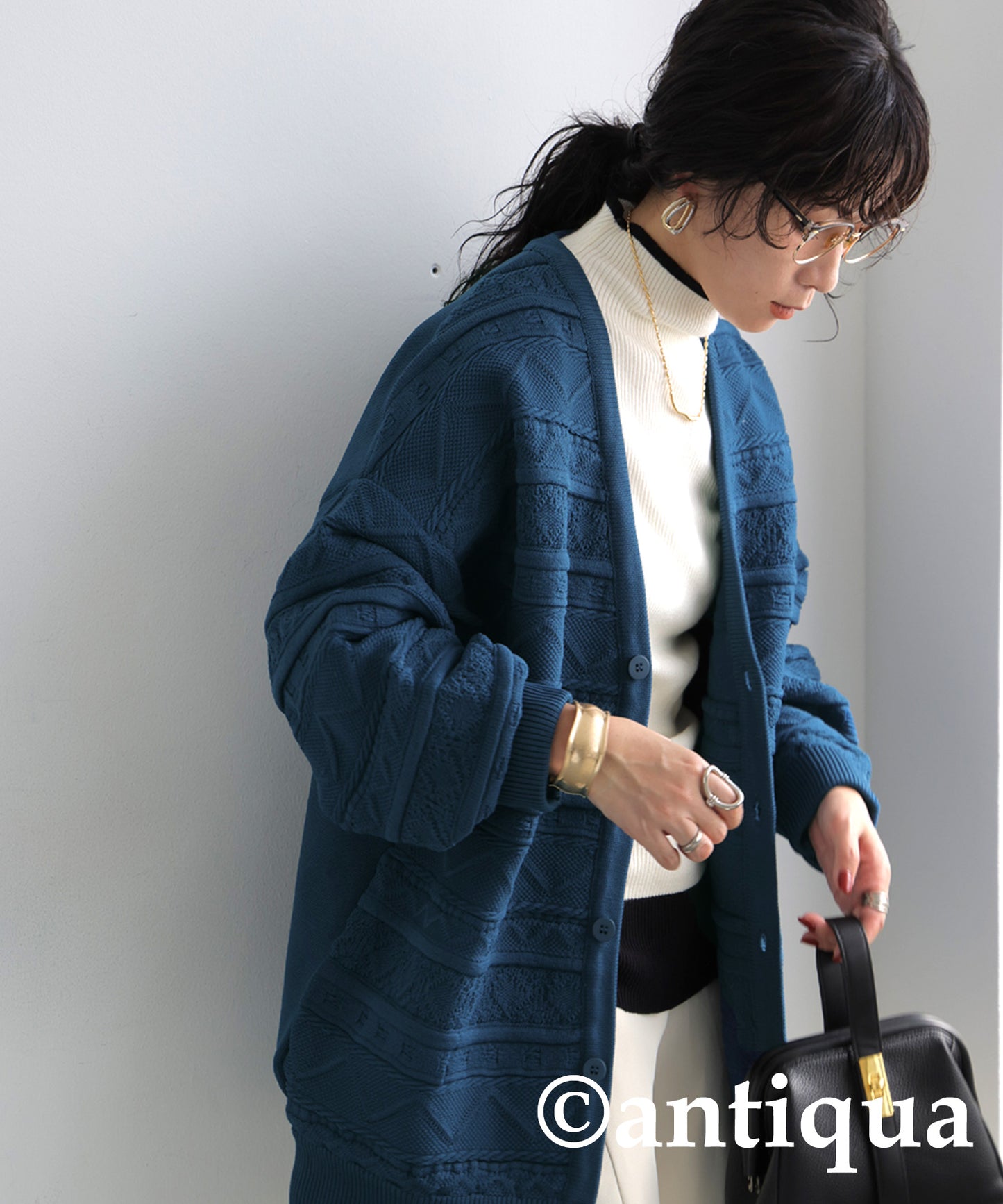 3D Jacquard Knit Cardigan Ladies