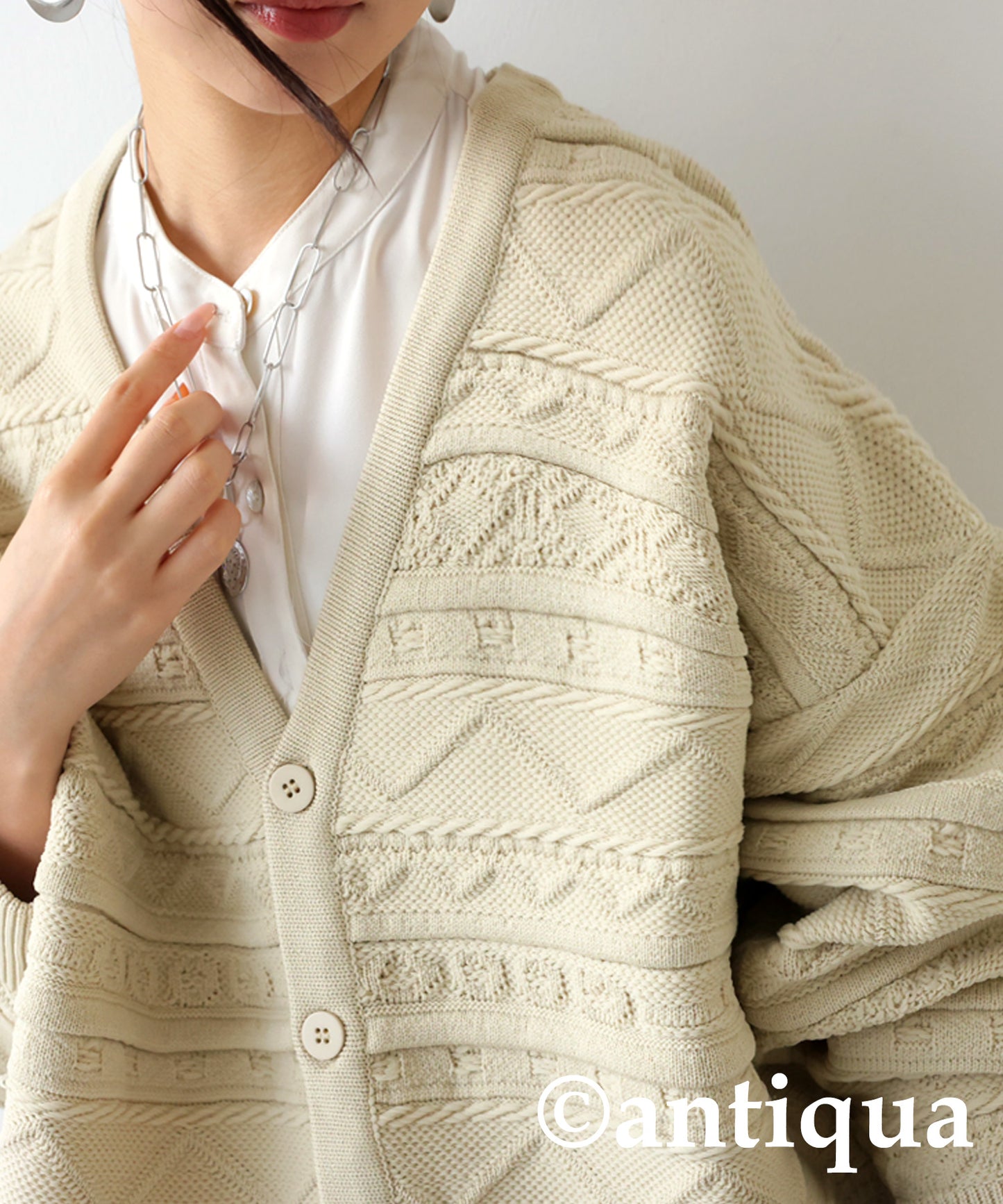 3D Jacquard Knit Cardigan Ladies