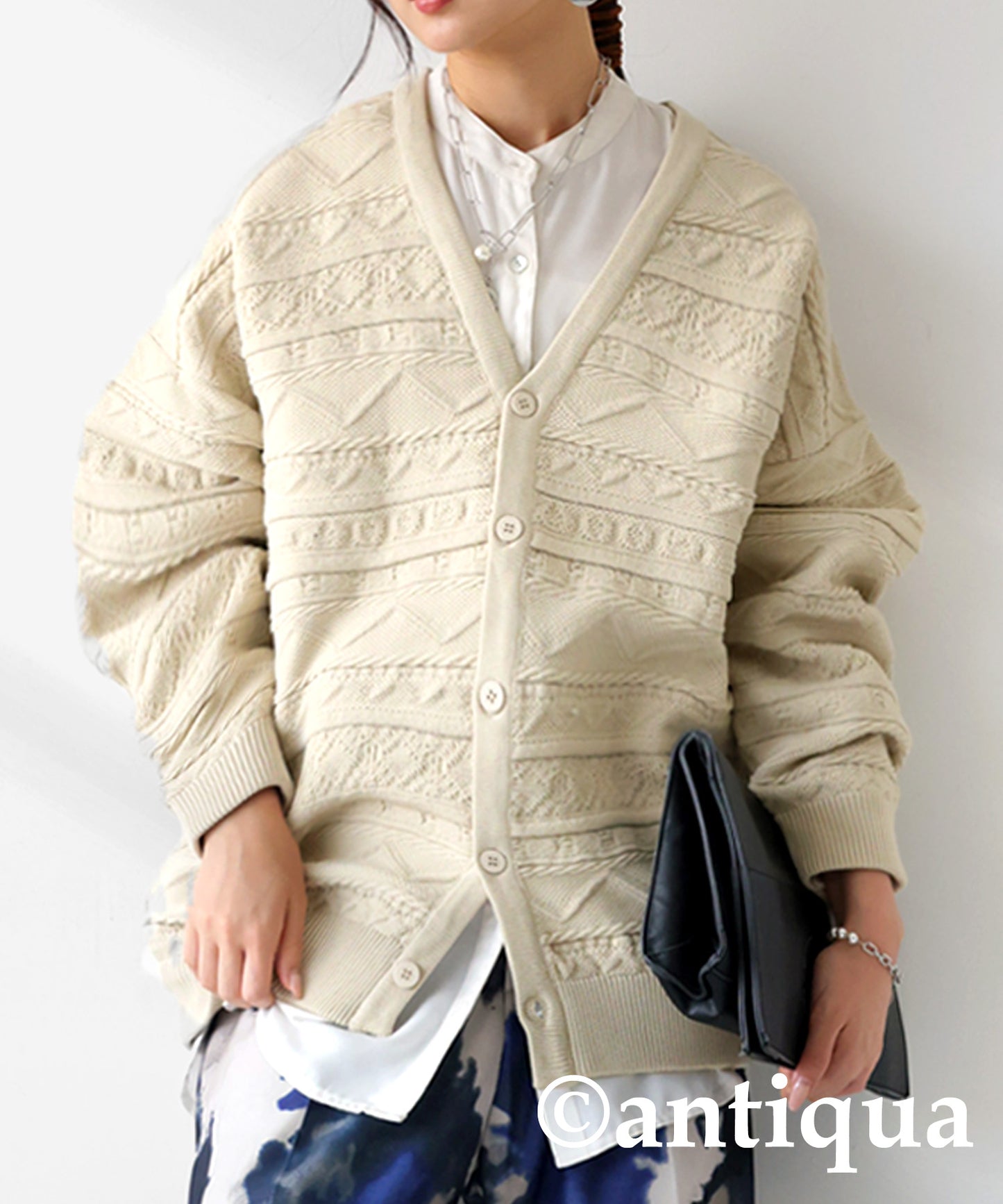 3D Jacquard Knit Cardigan Ladies